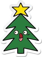 sticker of a cute cartoon christmas tree vector