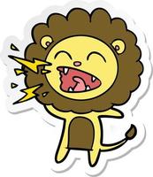 sticker of a cartoon roaring lion vector