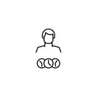 Monochrome sign drawn with black thin line. Modern vector symbol perfect for sites, apps, books, banners etc. Line icon of clocks next to faceless man