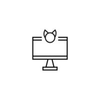 Monochrome sign drawn with black thin line. Perfect for internet resources, stores, books, shops, advertising. Vector icon of animal head inside of computer