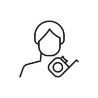 Hobby, business, profession of man. Modern vector outline symbol in flat style with black thin line. Monochrome icon of tape measure by anonymous male