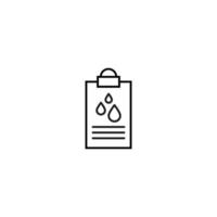 Document on clipboard sign. Vector outline symbol in flat style. Suitable for web sites, banners, books, advertisements etc. Line icon of drops on clipboard