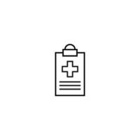 Document on clipboard sign. Vector outline symbol in flat style. Suitable for web sites, banners, books, advertisements etc. Line icon of cross on clipboard