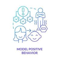 Model positive behavior blue gradient concept icon. How to overcome fear. Anxiety disorder. Helping child abstract idea thin line illustration. Isolated outline drawing. vector