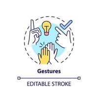 Gestures concept icon. Nonverbal communication example abstract idea thin line illustration. Emphasizing aspects of speech. Isolated outline drawing. Editable stroke. vector