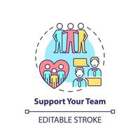 Support team concept icon. Communication management abstract idea thin line illustration. Higher workplace morale. Isolated outline drawing. Editable stroke. vector