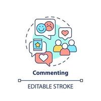 Commenting concept icon. Communication function abstract idea thin line illustration. Expressing opinions. Making remarks. Isolated outline drawing. Editable stroke. vector