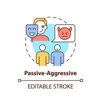 Passive-aggressive concept icon. Communication pattern abstract idea thin line illustration. Show anger in indirect ways. Isolated outline drawing. Editable stroke. vector