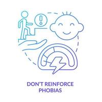 Do not reinforce phobias blue gradient concept icon. Help kid to overcome fear. Helping child abstract idea thin line illustration. Isolated outline drawing. vector