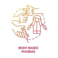 Body based phobias red gradient concept icon. Anxiety disorder. Fear of blood. Specific phobias abstract idea thin line illustration. Isolated outline drawing. vector