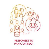 Responses to panic and fear red gradient concept icon. Intense anxiety disorder. Phobia cause abstract idea thin line illustration. Isolated outline drawing. vector