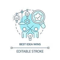 Best idea wins turquoise concept icon. Cultural aspect abstract idea thin line illustration. Making better decisions. Isolated outline drawing. Editable stroke. vector