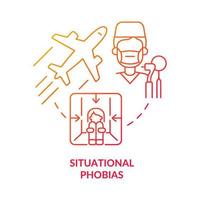 Situational phobias red gradient concept icon. Anxiety disorder and fears. Specific phobias abstract idea thin line illustration. Isolated outline drawing. vector