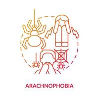 Arachnophobia red gradient concept icon. Intense fear of spiders. Anxiety disorder. Most common phobia abstract idea thin line illustration. Isolated outline drawing. vector