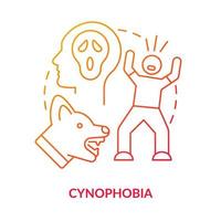 Cynophobia red gradient concept icon. Overwhelming fear of dogs. Anxiety disorder. Most common phobia abstract idea thin line illustration. Isolated outline drawing. vector