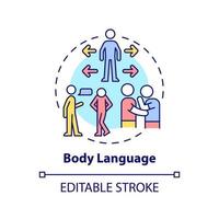 Body language concept icon. Non-verbal communication type abstract idea thin line illustration. Body movement and posture. Isolated outline drawing. Editable stroke. vector