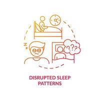 Disrupted sleep patterns red gradient concept icon. Health disorder. Downside of social media abstract idea thin line illustration. Isolated outline drawing. vector