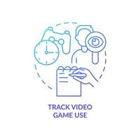 Track video game use blue gradient concept icon. Time control. Coping with gaming addiction abstract idea thin line illustration. Isolated outline drawing. vector