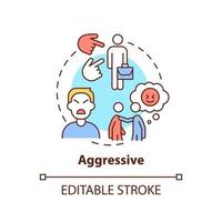 Aggressive concept icon. Basic communication style abstract idea thin line illustration. Ignore others rights. Harsh tone. Isolated outline drawing. Editable stroke. vector