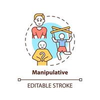 Manipulative concept icon. Key communication style abstract idea thin line illustration. Controlling conversation outcome. Isolated outline drawing. Editable stroke. vector