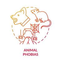 Animal phobias red gradient concept icon. Zoophobia. Anxiety disorder and fears. Specific phobias abstract idea thin line illustration. Isolated outline drawing. vector