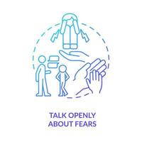 Talk openly about fears blue gradient concept icon. Support kids. Overcome phobias. Helping child abstract idea thin line illustration. Isolated outline drawing. vector