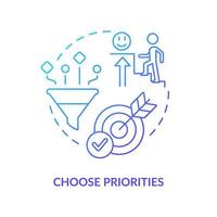 Choose priorities blue gradient concept icon. Life and virtual world. Coping with gaming addiction abstract idea thin line illustration. Isolated outline drawing. vector