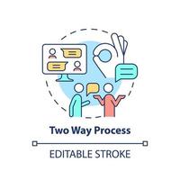 Two way process concept icon. Communication aspect abstract idea thin line illustration. Listen to each other. Negotiation. Isolated outline drawing. Editable stroke. vector