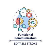 icono de concepto de comunicadores funcionales. estilo de comunicación idea abstracta ilustración de línea delgada. estrategias y planes. dibujo de contorno aislado. trazo editable. vector