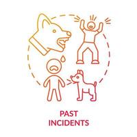 Past incidents red gradient concept icon. Traumatic experience anxiety and fears. Phobia cause abstract idea thin line illustration. Isolated outline drawing. vector