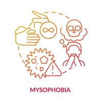 Mysophobia red gradient concept icon. Fear of contamination and microbes. Most common phobia abstract idea thin line illustration. Isolated outline drawing. vector