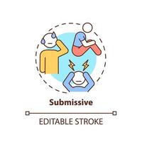 Submissive concept icon. Communication style abstract idea thin line illustration. Pleasing other people. Avoid conflicts. Isolated outline drawing. Editable stroke. vector