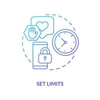 Set limits blue gradient concept icon. Time restrictions. Way to break social media addiction abstract idea thin line illustration. Isolated outline drawing. vector