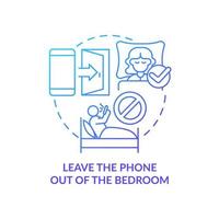 Leave phone out of bedroom blue gradient concept icon. Way to break social media addiction abstract idea thin line illustration. Isolated outline drawing. vector