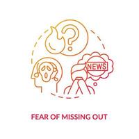 Fear of missing out red gradient concept icon. Following actual news. Downside of social media abstract idea thin line illustration. Isolated outline drawing. vector