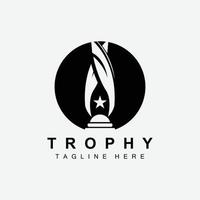 Trophy Logo Design, Award Winner Championship Trophy Vector, Success Brand vector