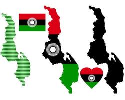 mapa de malawi y los diferentes tipos de caracteres sobre un fondo blanco vector