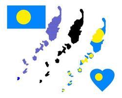 mapa palau diferentes tipos y símbolos sobre un fondo blanco vector