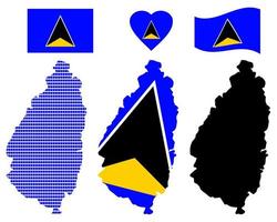 Map of Saint Lucia and the different types of characters on a white background vector