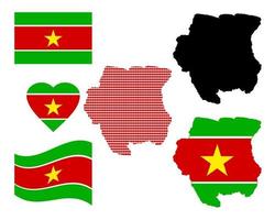 mapa surinam diferentes tipos y símbolos sobre un fondo blanco vector