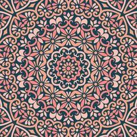 Seamless floral mandala block pattern.Colorful ornamental design.Luxurious seamless pattern for tiles, fabric,cloth.Oriental wallpaper. vector