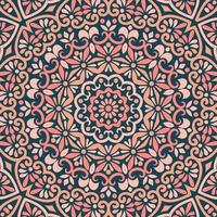 Seamless floral mandala block pattern.Colorful ornamental design.Luxurious seamless pattern for tiles, fabric,cloth.Oriental wallpaper. vector