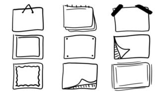 Rectangular hand drawn frames set. Collection of doodles in linear style with scribble borders. Simple drawn elements in the form of scratches. Black squares vector illustration isolated on white