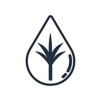 The water drop icon with the sugar cane symbol represents the water distilled from the sugar cane, icon. vector