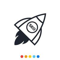 Search engine optimization rocket icon, Vector and Illustration.