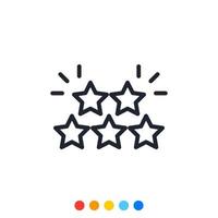 Five star rating icon, Vector and Illustration.