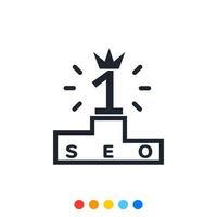 Search engine optimization icon, The number one trending in search, Vector and Illustration.