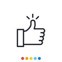 Thumbs up icon, Vector and Illustration.