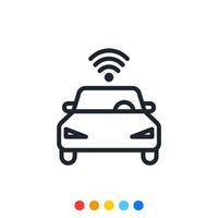 ícono de auto inteligente, ícono automotriz, ícono de internet de las cosas. vector