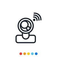 Wireless CCTV Icon, Vector and Illustration.